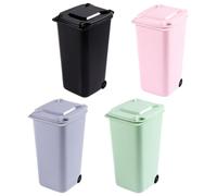 ANDRESLAD 4Pcs Mini Desktop Plastic Trash Cans, Car Waste Containers and Storage Bins, Random Colors, Compact Rubbish Bins for Kitchen, Bedroom, Office, and Car Use Random Color