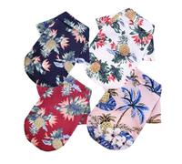 ANDRESLAD 4PCS Pet Dog Cat Summer Hawaiian Pineapple Shirts Breathable Button-Down Blouse in Pink Burgundy, Cool Casual Pet Clothes for Small Dogs