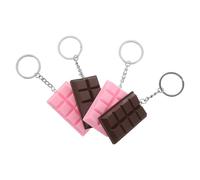 ANDRESLAD 4Pcs Realistic Chocolate Keychains Set - Brown and Pink Chocolate Model Bag Charms, Kawaii Dessert Keyrings for Valentine’S Day Party Favors and Purse Accessories