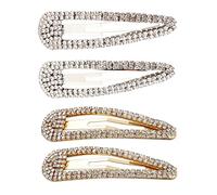 ANDRESLAD 4pcs Side Clamp Hairgrip Rhinestone Snap Barrettes Hair Clips for Wedding Prom Party