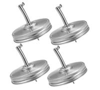 ANDRESLAD 4pcs Stainless Steel Jar Spout Lids Compatible with Mason Jars Pour Spout Design for Oil Vinegar Syrup Honey and Liquor Dispenser Food-grade Replacement Caps for Kitchen Bar and