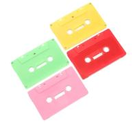 ANDRESLAD 4pcs Vintage Blank Cassette Tape Ornaments with Transparent Hard Case Retro Wall Decor for Restaurant Study Living Rustic DIY Craft Decoration in Red Pink Light Green Yellow