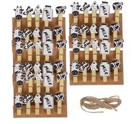 ANDRESLAD 5 Packs Wooden Cow Photo Clips with Hanging Rope DIY Decorative Memo Holders Lightweight Compact Picture Pegs for Cards Notes Wall Display Party and Home Decor