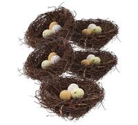 ANDRESLAD 5pcs Bird's Nest Egg Ornaments Natural Style Bird Decor Artificial Nest Craft