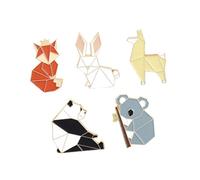 ANDRESLAD 5pcs Cute Animal Pattern Brooches Lightweight Decorative Pins for Party Clothing Accessories Lovely Origami Style Fox Panda Rabbit Badges Stylish Jewelry for Women