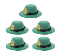 ANDRESLAD 5pcs Mini St Patrick's Day Wine Bottle Decorations Hats, Green Clover Shamrock Caps 8x8x2.8cm Wine Bottle Covers Prop for Irish Celebration Party Supplies