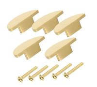 ANDRESLAD 5pcs Modern Pure Copper Drawer Knobs Small Cabinet Pull Handles for Furniture Wardrobe Dresser Cupboard Closets Decorative Metal Handles Easy Install