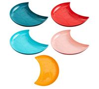 ANDRESLAD 5pcs Multi-Color Fruit Snack Serving Trays Set, Crescent-Shaped Dessert Plates for Party and Food Storage, Multi-Purpose Fruit and Candy Display Bowls for Entertaining Random Color