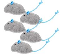 ANDRESLAD 5pcs Plush Mice Kitten Chewing Keep Cats Engaged and Active Separation Anxiety Soft Grey Mouse Shape 1.18x0.79x4.32in Interactive Cat Plaything