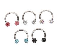 ANDRESLAD 5Pcs Rhinestone Cartilage Piercing Rings Mixed Color Nose Ear Lip Eyebrow Jewelry for Women Dazzling Body Decoration Gift for Birthday Valentine Christmas