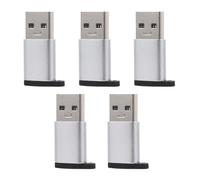ANDRESLAD 5pcs USB 3.0 to USB Type-c Female Adapter Converter, Silver Usb-c to Usb-a Adapter for Car Charger, Laptop and Mobile Devices, Compatible with Usb-c Chargers and Computers
