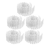 ANDRESLAD 5pcs White Wood Miniature Garden Fence for Fairy Garden DIY Micro Landscape Dollhouse Decor Solid Construction Mini Picket Fence Ornament with Whimsical Detailing for Flower Pot