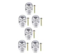 ANDRESLAD 6pcs Crystal Skull Cabinet Knobs Glass Wardrobe Pull Handles Screws Skeleton Furniture Drawer Cupboard Hardware for Kitchen Bedroom