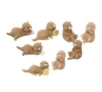 ANDRESLAD 8Pcs Otters Figurines Realistic Micro Landscape Ornaments with Succulent Decor for Dollhouse Fairy Garden Accessories Cute Animal Figures for Home Decoration