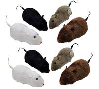 ANDRESLAD 8pcs Wind-up Plush Mouse Cat Interactive Mechanical Mice for Indoor Cats Kitten Play and Chase Pet Supplies Random Color