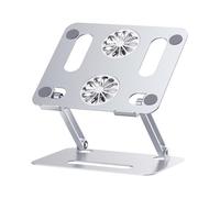 ANDRESLAD Adjustable Aluminum Alloy Laptop Cooler with Dual Large Diameter Fans and Height Adjustable Design, Compatible with Laptops and Tablets under 17.3 Inch, Silver Cooling Pad