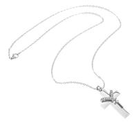 ANDRESLAD Adjustable Stainless Steel Memorial Cross Pendant Necklace for Ashes Keepsake Urn Jewelry for Men and Women Comfortable Fit Pet Ashes Necklace with Polished Finish to Honor Loved