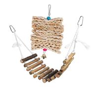 ANDRESLAD Bird Suspension Bridge for Birds with Natural Bridge and Corn Stalk Chew Skewers Bell for Parakeets Cockatiels Budgies and Finches Cage Accessory and Entertainment