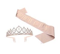 ANDRESLAD Birthday Queen Sash and Tiara Set Hair Hoop Decorative Party Etiquette Belt