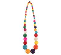 ANDRESLAD Boho Beaded Necklace for Women, Long Colorful Wooden Bead Chain with Chunky Ethnic Pendant, Hippie Bohemian Jewelry for Summer and Festival Wear