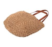 ANDRESLAD Boho Hollow Weave Summer Beach Bag for Women Large Capacity Paper Rope Tote with Natural Texture Stylish Shoulder Bag for Vacation Shopping and Daily Use