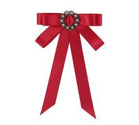 ANDRESLAD Bowknot Rhinestone Brooch Pin for Women Retro Fabric Decorative Jewelry Elegant Hanging Pin for Clothing Scarves and Accessories Red