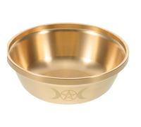 ANDRESLAD Brass Ritual Bowl for Temple Offerings Traditional Copper Ceremony Bowl with Engraved Design Multipurpose for Home Altar Feng Shui and Spiritual Decoration