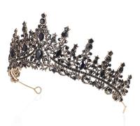 ANDRESLAD Bridal Tiara Black Rhinestone Crown Headband Vintage Baroque Wedding Headpiece for Bride Birthday Party Accessories