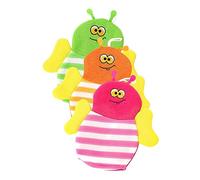 ANDRESLAD Cartoon Baby Bath Gloves with Adorable Animal Design, Soft Foaming Back Scrubbing Gloves for Newborns and Toddlers, Non-Slip Shower Mittens 3pcs Set (Green Yellow Red