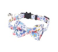 ANDRESLAD Cat Collar Bow-knot Adjustable 1cm Width Blue White Floral Pattern Decorative Kitten Collar 20-28cm for Pets and Small Cats