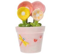 ANDRESLAD Ceramic Flower Measuring Spoon Set for Baking and Cooking, 4pcs Flower Shape Spoons with Base, Household Kitchen Dessert and Sugar Measuring Utensils