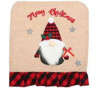 ANDRESLAD Christmas Chair Cover Red Black Plaid Border, Linen Gnome Pattern Chair Wrap for Household Xmas Party, Festival Seat Protector and Holiday Decor