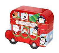 ANDRESLAD Christmas Cookie Tins Car Shaped Tinplate Box with Lid Red Metal Candy Container Holiday Treat Storage for Party Favors and Festive Giving