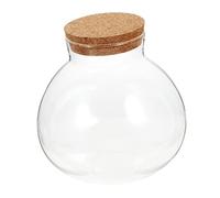 ANDRESLAD Clear Round Glass Terrarium Jar with Cork Lid Eco Bottle for DIY Micro Landscape Succulents Moss Candy Storage Sealed Transparent Globe Container for Home Decor and Creative