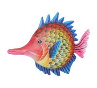 ANDRESLAD Creative Metal Fish Hanging Wall Art Decor Yellow Wrought Iron Ocean Fish Ornament for Home Outdoor Garden Unique Hanging Decoration