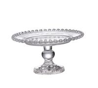 ANDRESLAD Creative Modern Glass Fruit Plate with High Base Multipurpose Dessert and Snack Storage Tray for Home Stylish Decorative Serving Tray for Fruits Nuts and Salads Medium Round Design