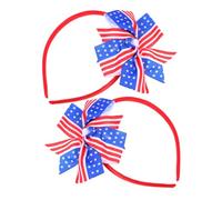 ANDRESLAD Cute Hair Band for Kids 2pcs American Flag Headband Bow Soft Fabric Hair Accessories for Independence Day Parties
