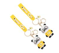 ANDRESLAD Cute Panda Keychains Adorable Modeling Key Rings Decorative Bag Pendant PVC Material Yellow