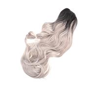 ANDRESLAD Daily Party Cosplay Wig Women Long Wavy Heat Resistant Fiber Wig Gray Gradient Lace Front