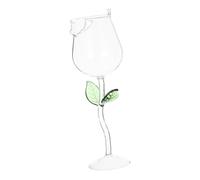 ANDRESLAD Delicate Crystal Goblet with Lovely Rose Design and Green Leaf Accent Stylish Wine Glass for Weddings Parties Bars and Home Use Versatile Cocktail and Liquor Holder