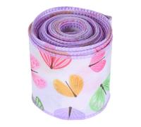 ANDRESLAD Easter Wired Edge Ribbon Roll 10 Yards Polyester Burlap Style Ribbon 6.3Cm Wide with Butterfly Print for DIY Crafts Wreaths Wrapping and Spring Decorations