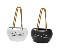 ANDRESLAD Elegant Ceramic Flowerpot Unique Hanging Planter for Succulents Cat Pattern Tall Indoor Pot Home Office Decor