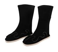 ANDRESLAD Embroidered Hanfu Shoes for Men Traditional Chinese Martial Arts Boots with Antislip Sole Black for Kung Fu Tai Chi Cosplay and Cultural Performances