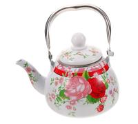 ANDRESLAD Enameled Water Kettle with Strainer Retro Pattern Stove Top Teakettle Flat Bottom for Induction Gas Stoves Tea Serving Pot for Home Office Dorm Hotel Use