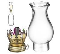 ANDRESLAD Glass Oil Lamp Shade Base Set Vintage Chimney Replacement Secure Hold Easy Installation for Bedroom Dining Room Random Color