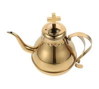 ANDRESLAD Golden Stainless Steel Communion Pot with Sacred Cross Accent for Church Baptism and Sacrament Services Tea Kettle for Religious Ceremonies Easy-Clean Religious Serving Utensil