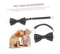 ANDRESLAD Graduation Cap and Bow Tie for Pets Lightweight Hairband Accessory for Dogs Cats Mice Turtles Hedgehogs Red Felt Doctor Hat with Black Plaid Bowtie Holiday Costume for Pet