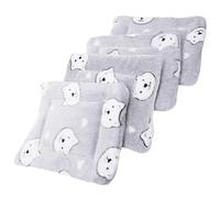 ANDRESLAD Guinea Pig Blanket and Hamster Sleep Pad 4pcs Set, Soft Wool Material, Small Size s Gray Bear Pattern, Warm Bedding Mat for Small Pets’ Cage and Cozy Sleep