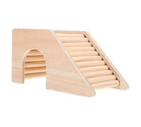 ANDRESLAD Hamster Wooden Stair Hideaway Cage Ladder Small Pets House Chinchilla Climbing Toy Habitat Natural Small Animal Hideout