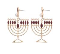 ANDRESLAD Hanukkah Earrings Pair with Rhinestone Studded Red Candlestick Dangle Eardrops for Jewish Holiday Celebration Party Jewelry